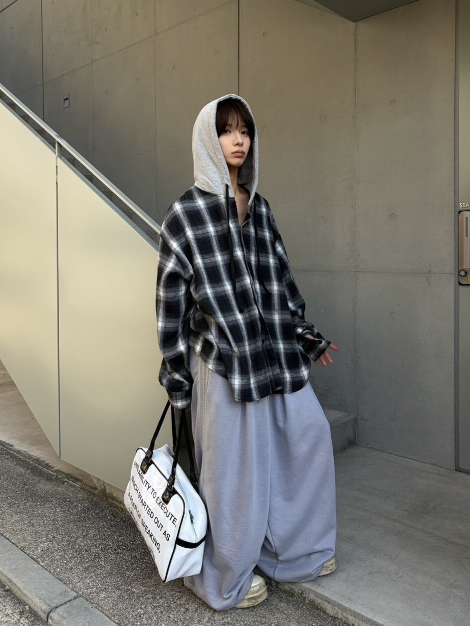 【LUV CODE】hooded check shirt