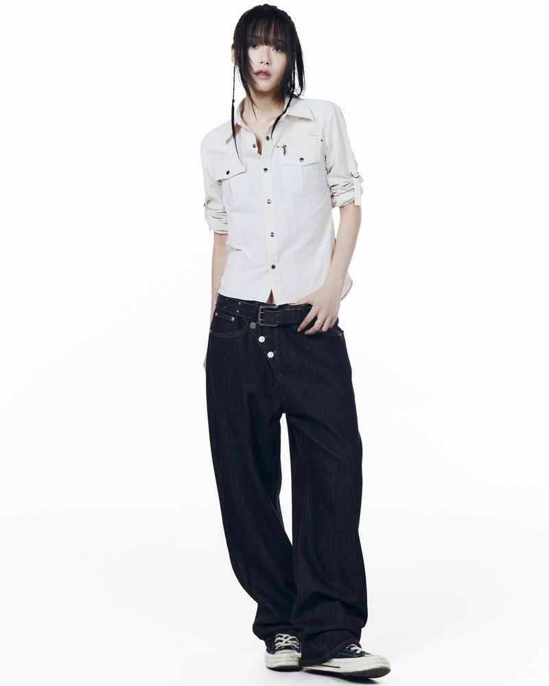 【AAKAM】Roll-Up Nylon Safari Shirts