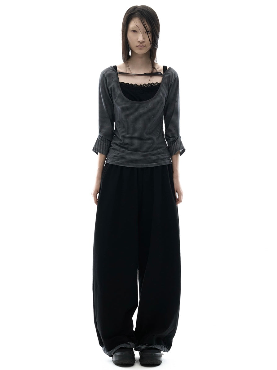 【OJOS】Hotfix Logo Wide Sweatpants