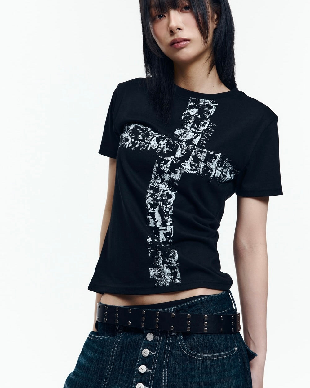 【AAKAM】Mosaic Cross Half Top