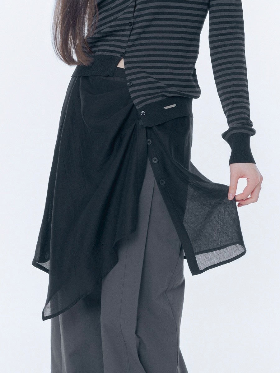 【Miseki seoul】Button layered wrap skirt