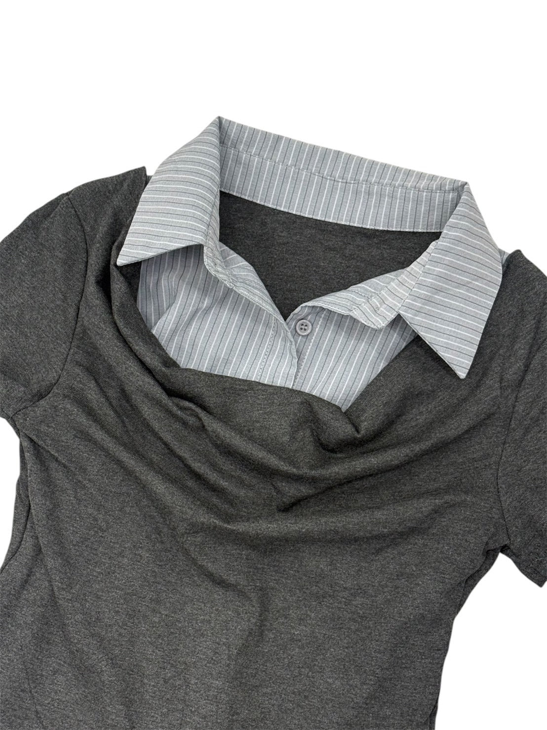 7/10 20:00発売 受注制【nmtc+】Layered Draped Shirring Shirt Top (2color)