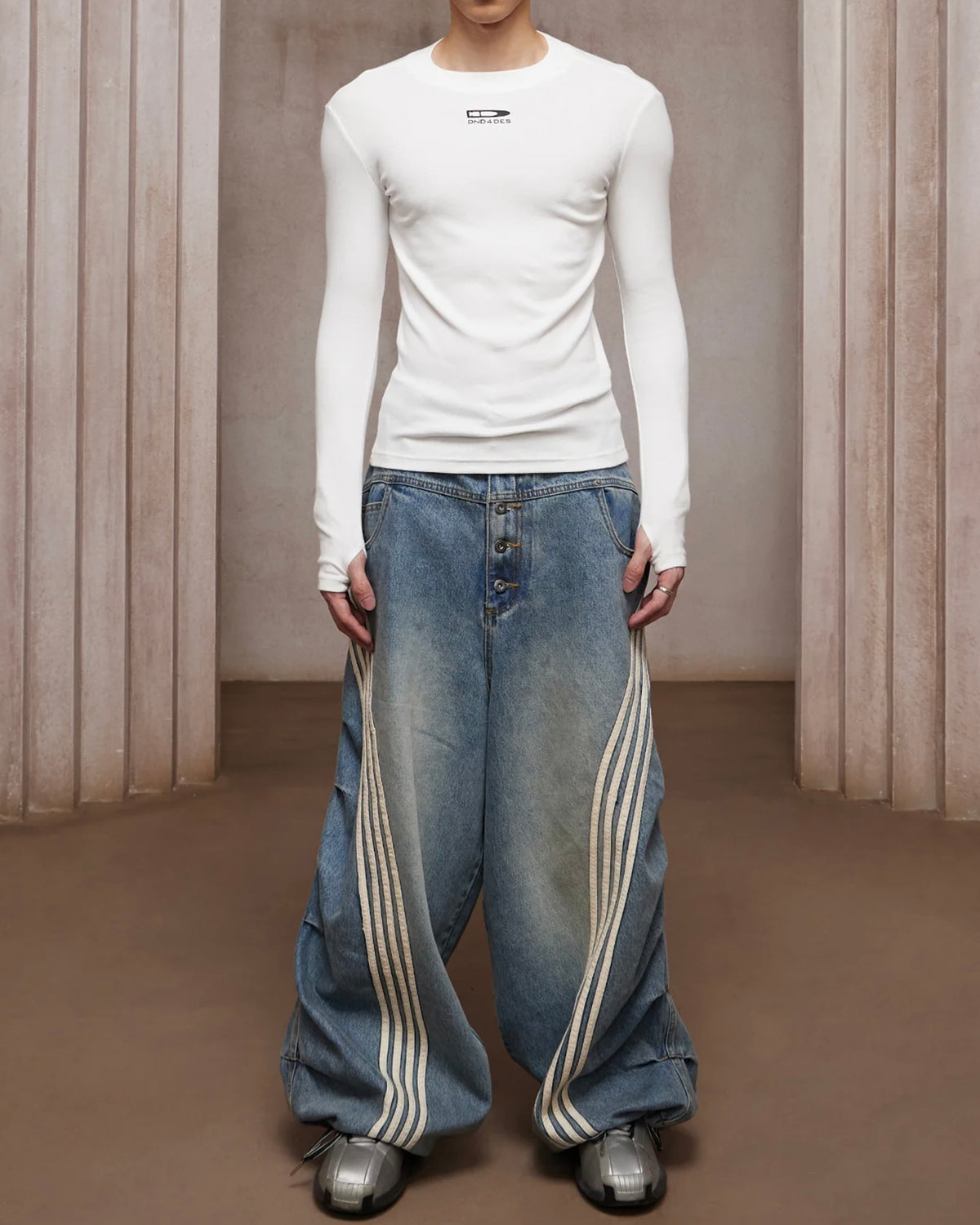 【DND4DES】Sport Pleated Washed Denim Pants