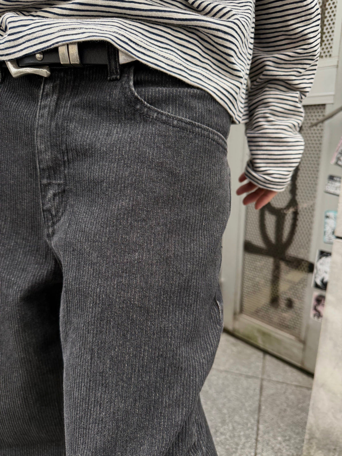 東京店WEB限定受注制【Chikashitsu +】shadow stripe denim pants (2color)
