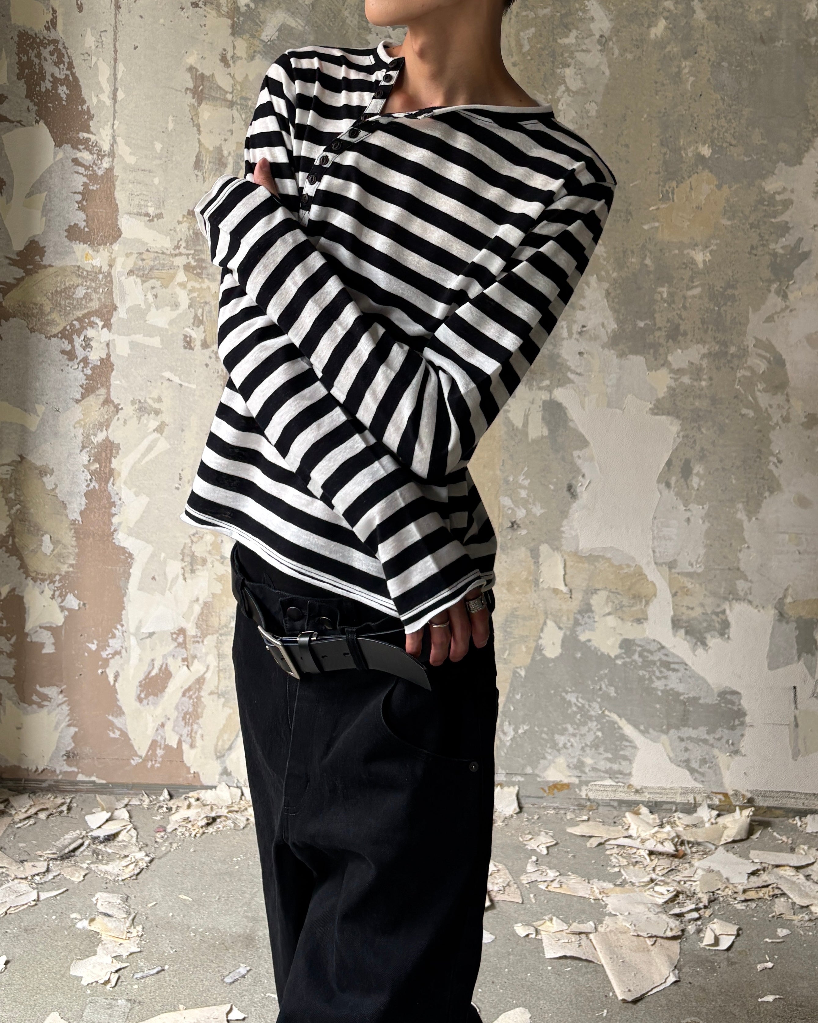 【Lee fi Ne】Offset Henley LS Tee