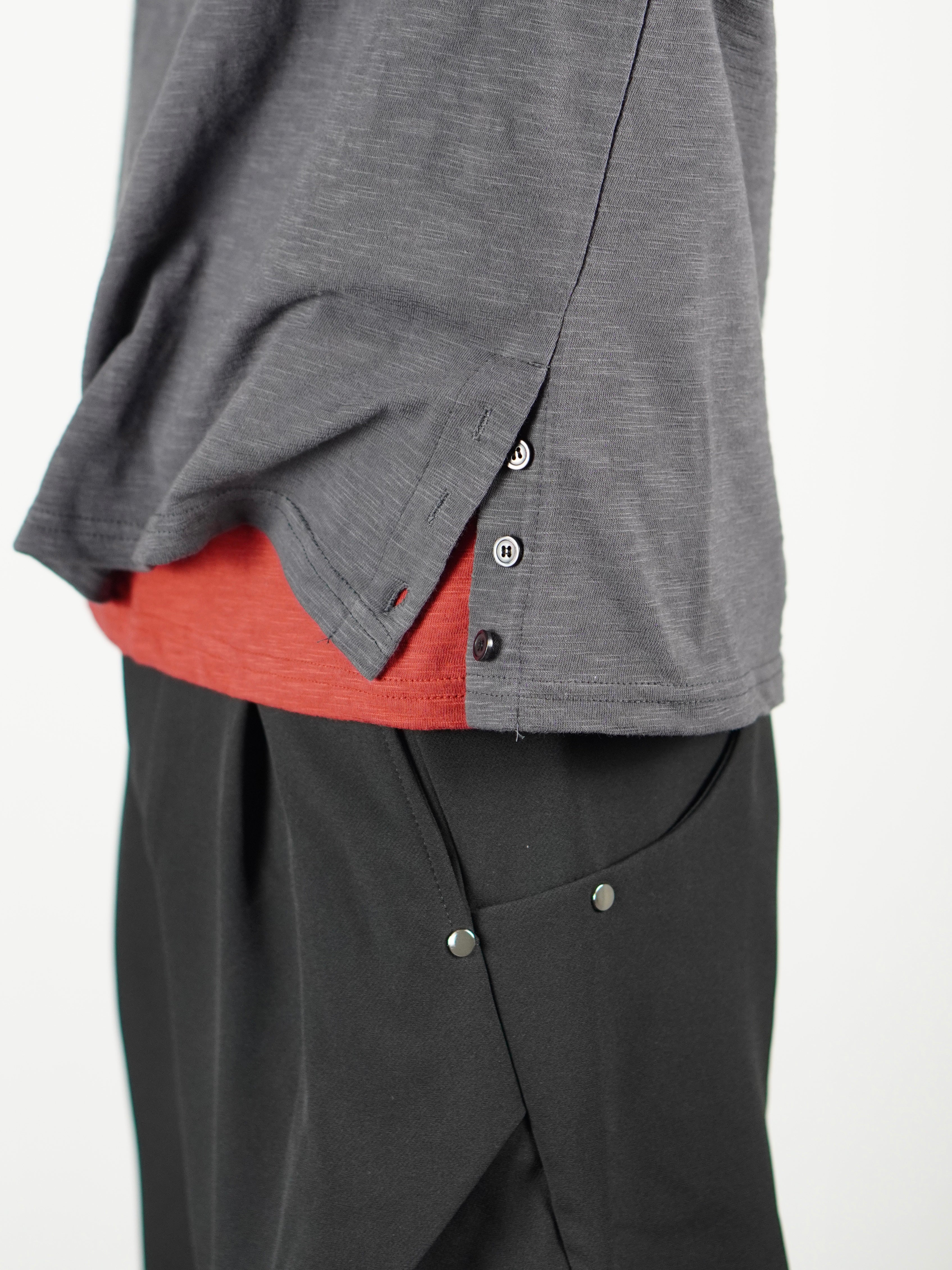 受注制【Chikashitsu +】sheer cotton henley neck long sleeve (4color)