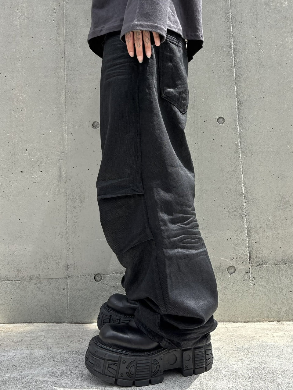 受注制【Never mind the XU】coating denim pants