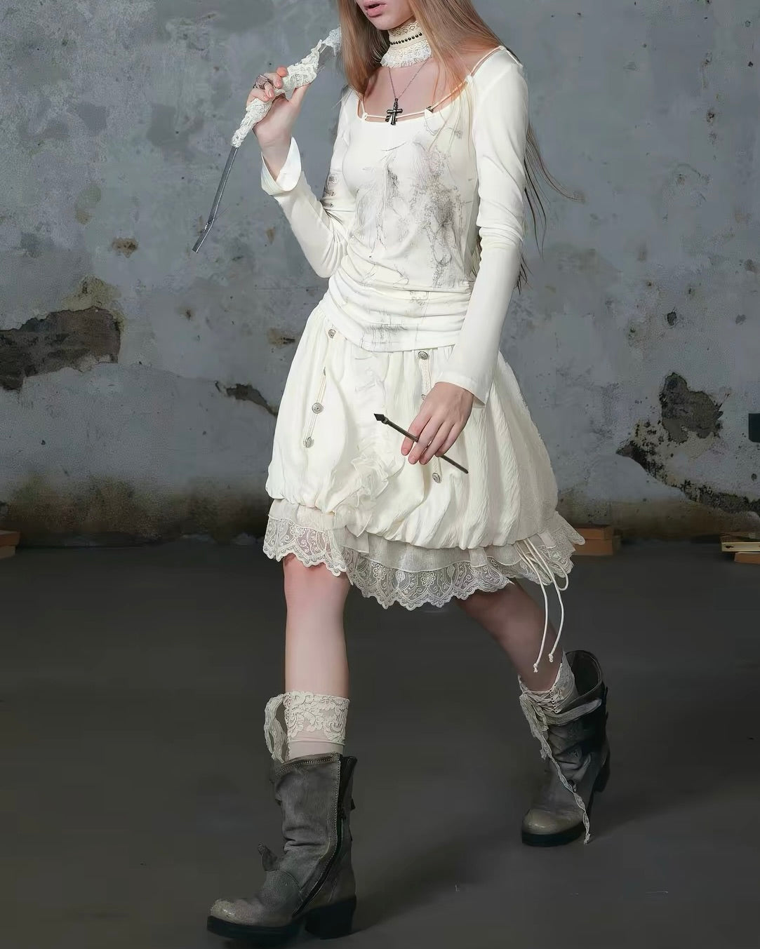 【Cest Nous】Lace Bud Skirt