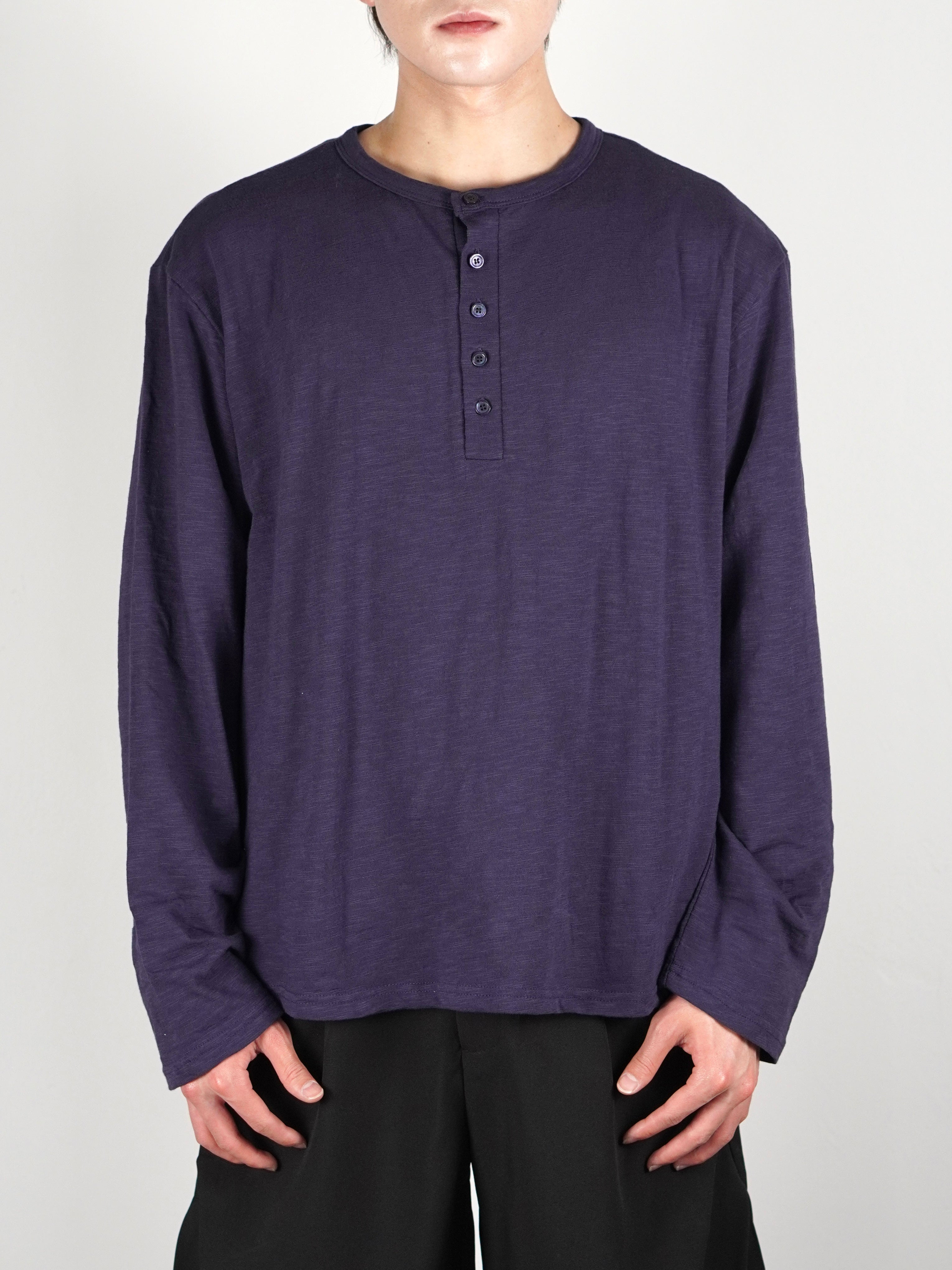 受注制【Chikashitsu +】sheer cotton henley neck long sleeve (4color)
