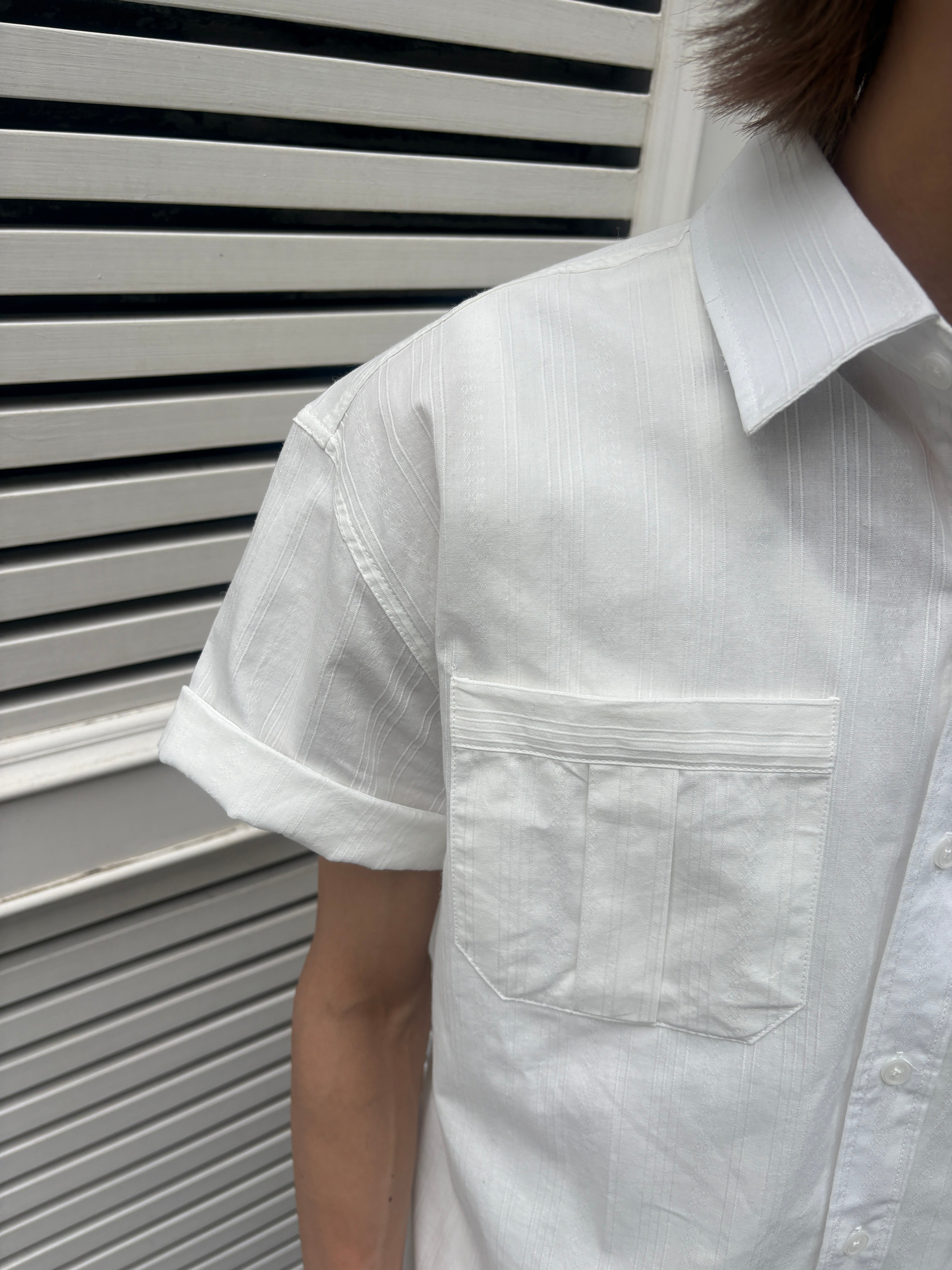受注制【youll】jacquard cropped shirt (2color)