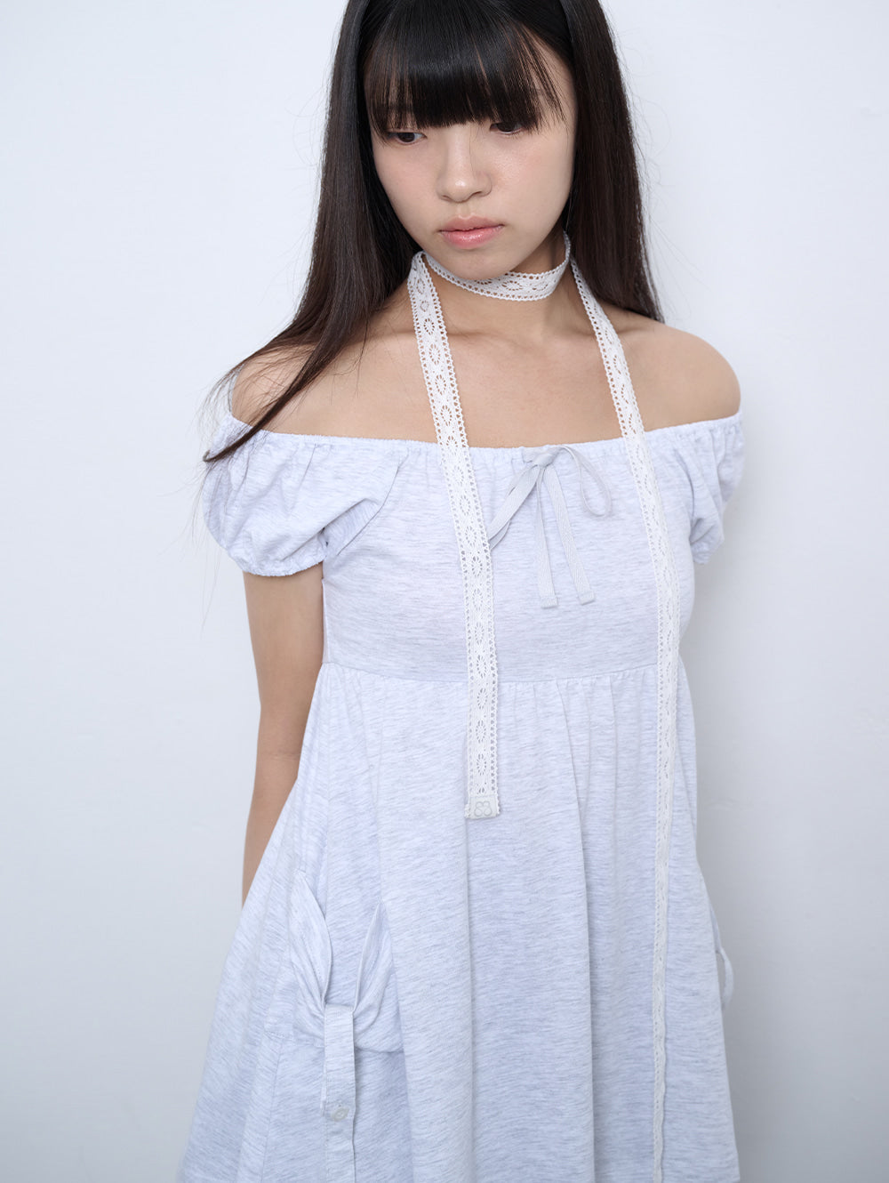 【TUOMIO】SHIRRED POCKET TOP