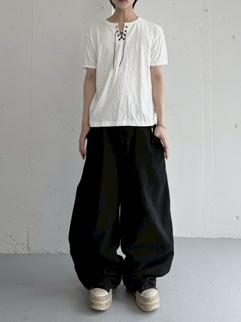 受注制【LUV CODE】lace up neck tee (4color)