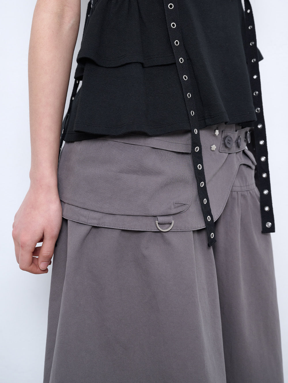 6/8 21:00発売【TUOMIO】WASHED BELT BAG SKIRT