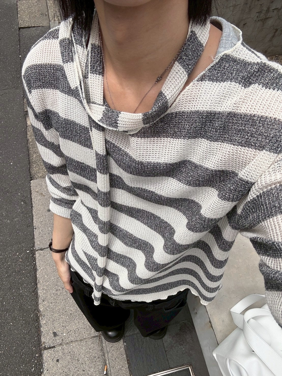 【nmtc+】tie set sheer border long sleeve (2color)
