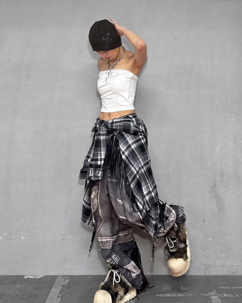 国際配送【Never mind the XU】rhinestone tubetops