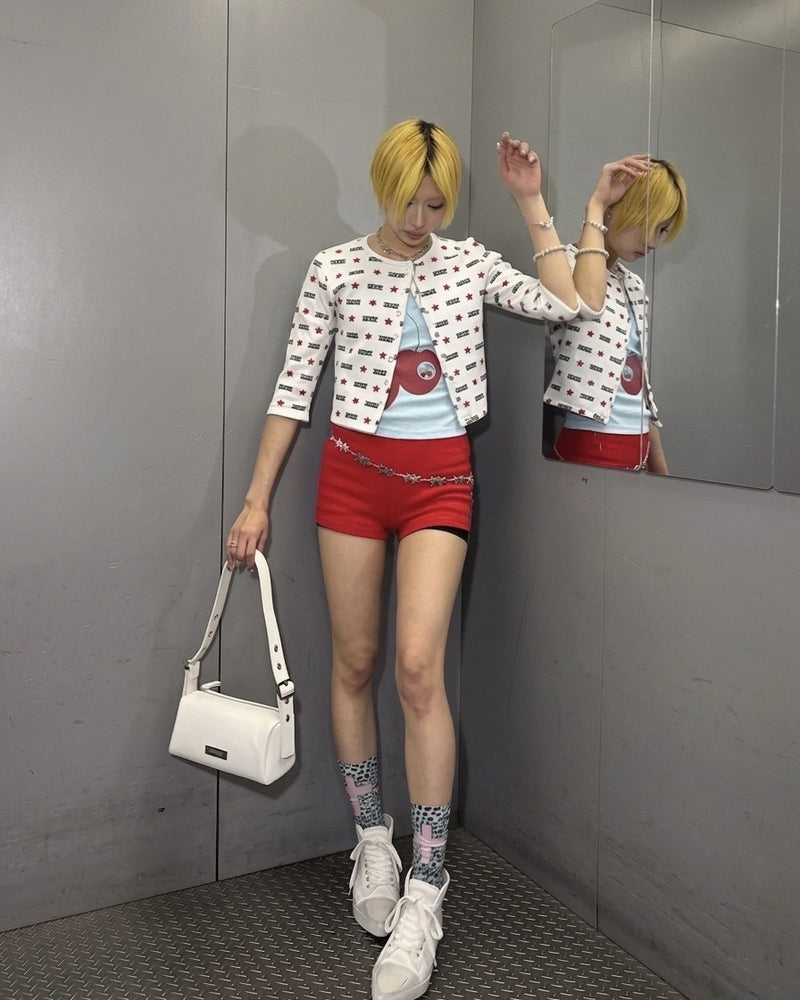 国際配送【Never mind the XU】zip up cherry tank tops