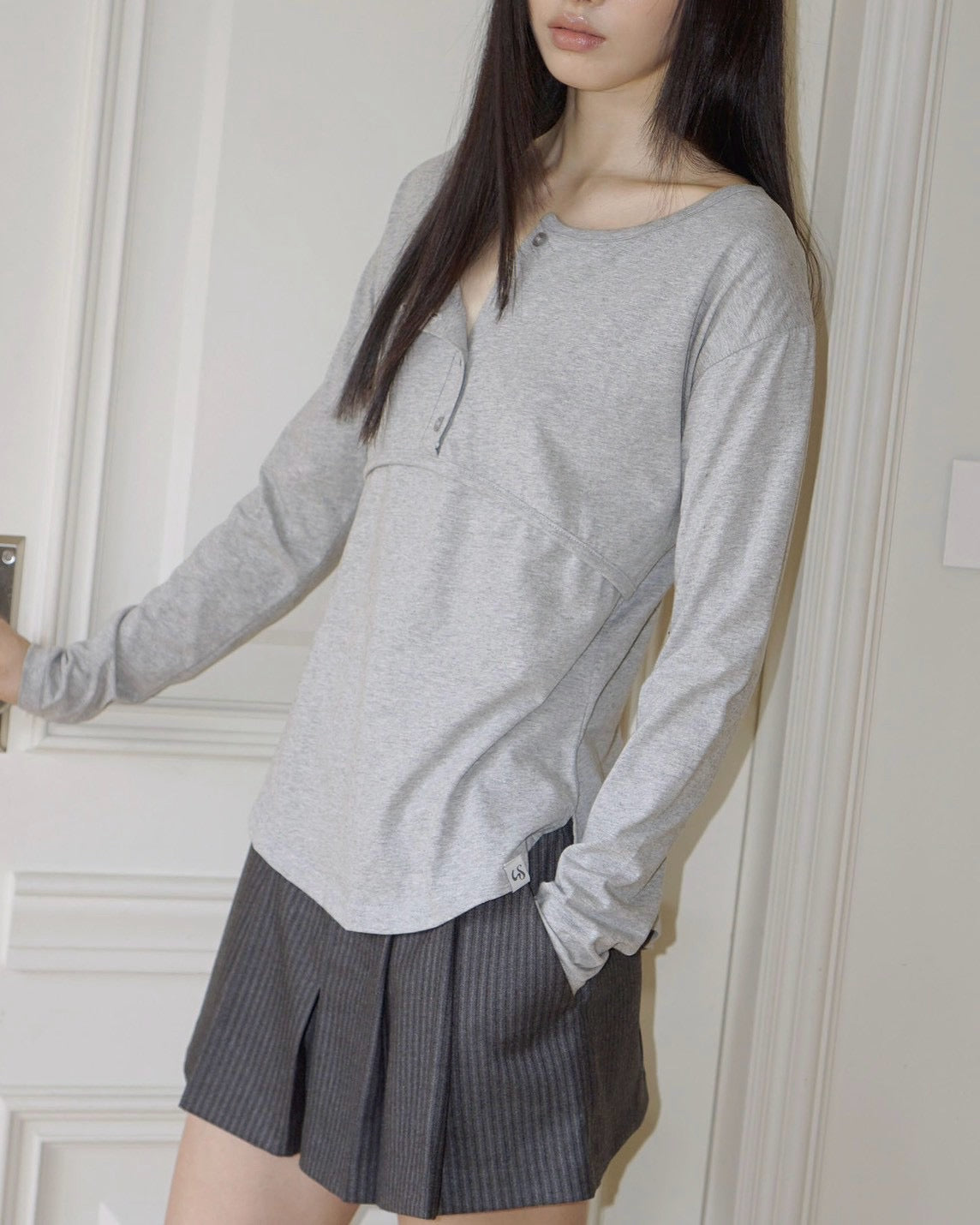 【Uglyshadow】PLACKET RIBBED T-SHIRT