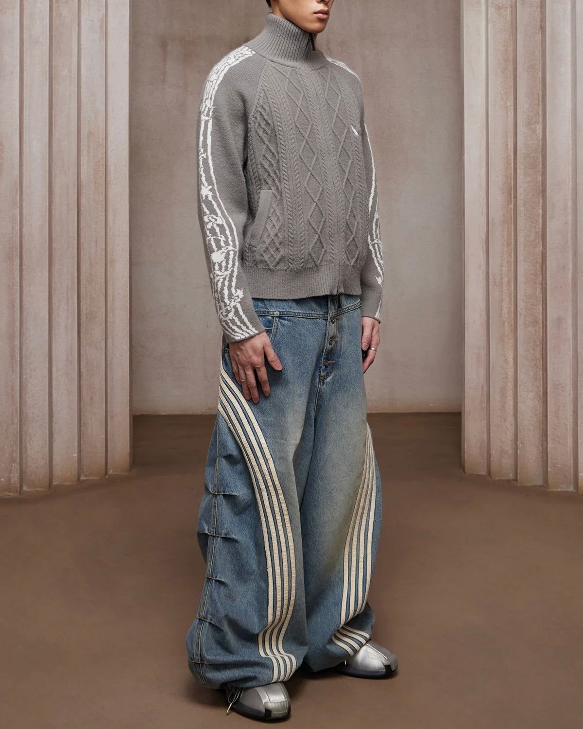 【DND4DES】Music Note Jacquard Knit Jacket