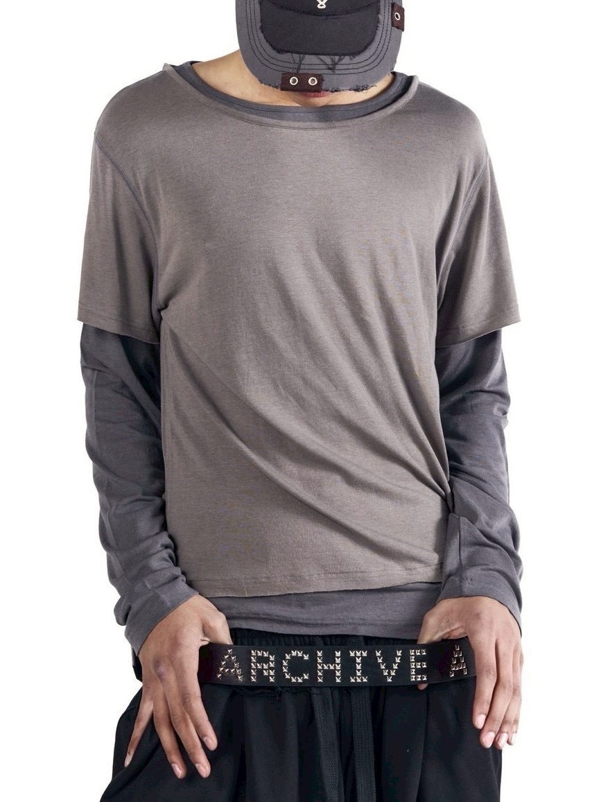 【AAKAM】Contrast Layered Long Sleeve
