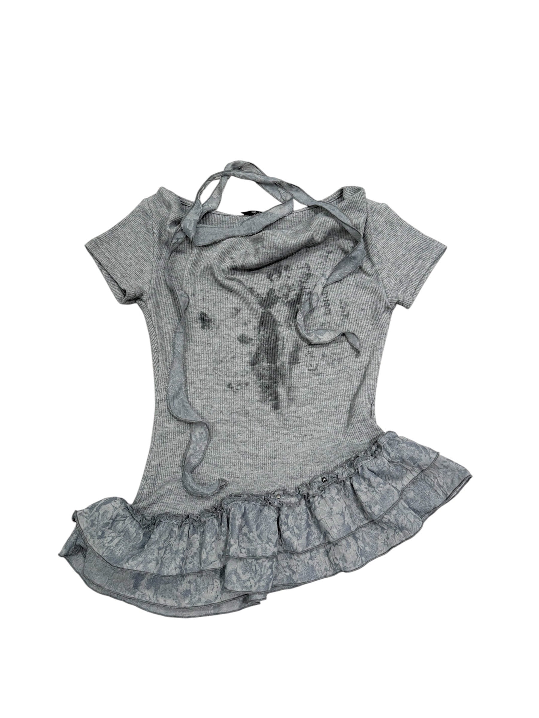 受注制【nmtc+】Drape Neck Frill Tee Scarf Set (3color)