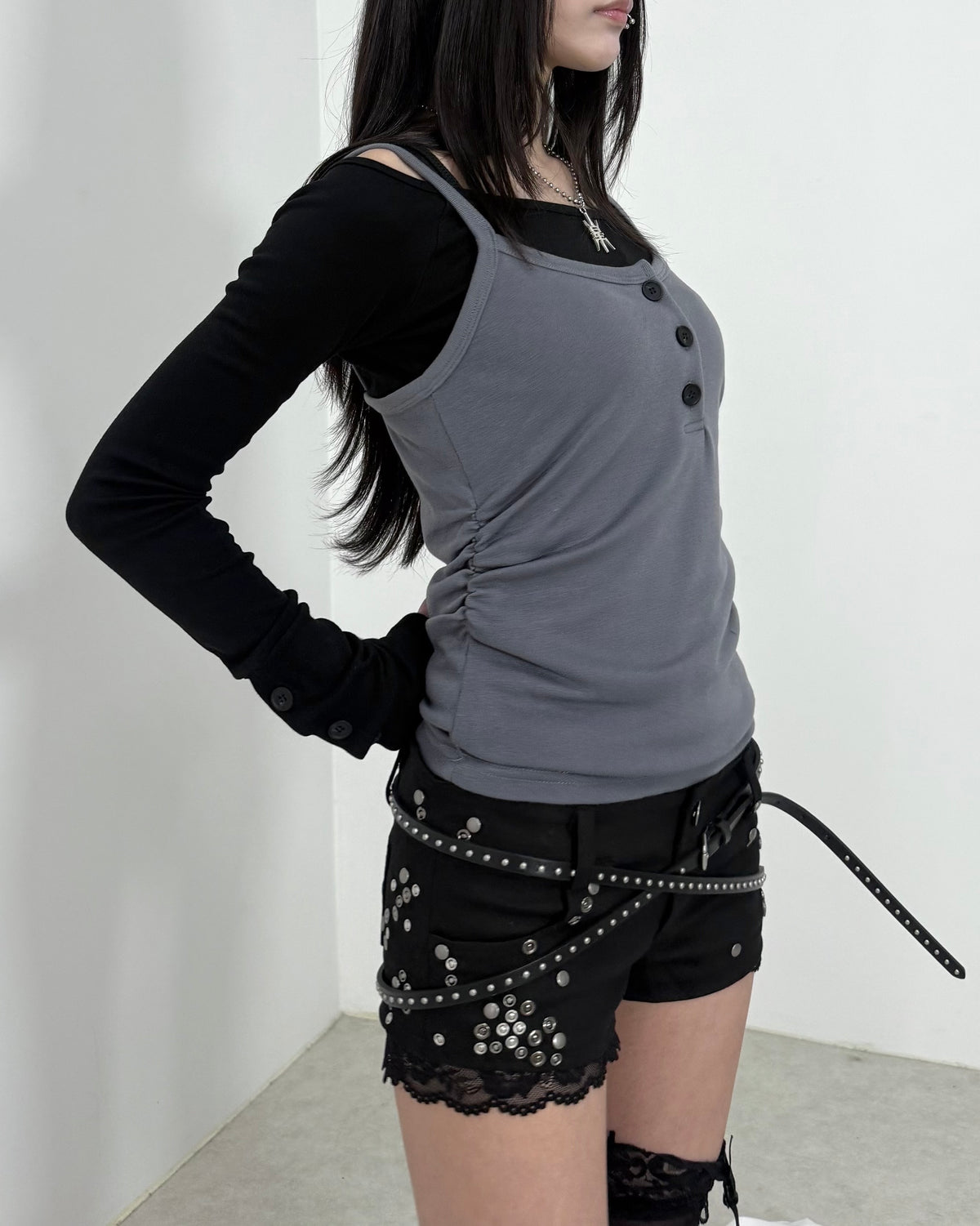 名古屋店WEB限定【nmtc+】Button Layered Cami Set Long sleeve (3color)