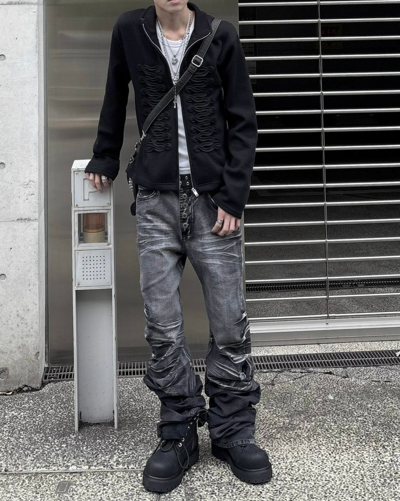 受注制【nmtc+】Stacked curve denim pants