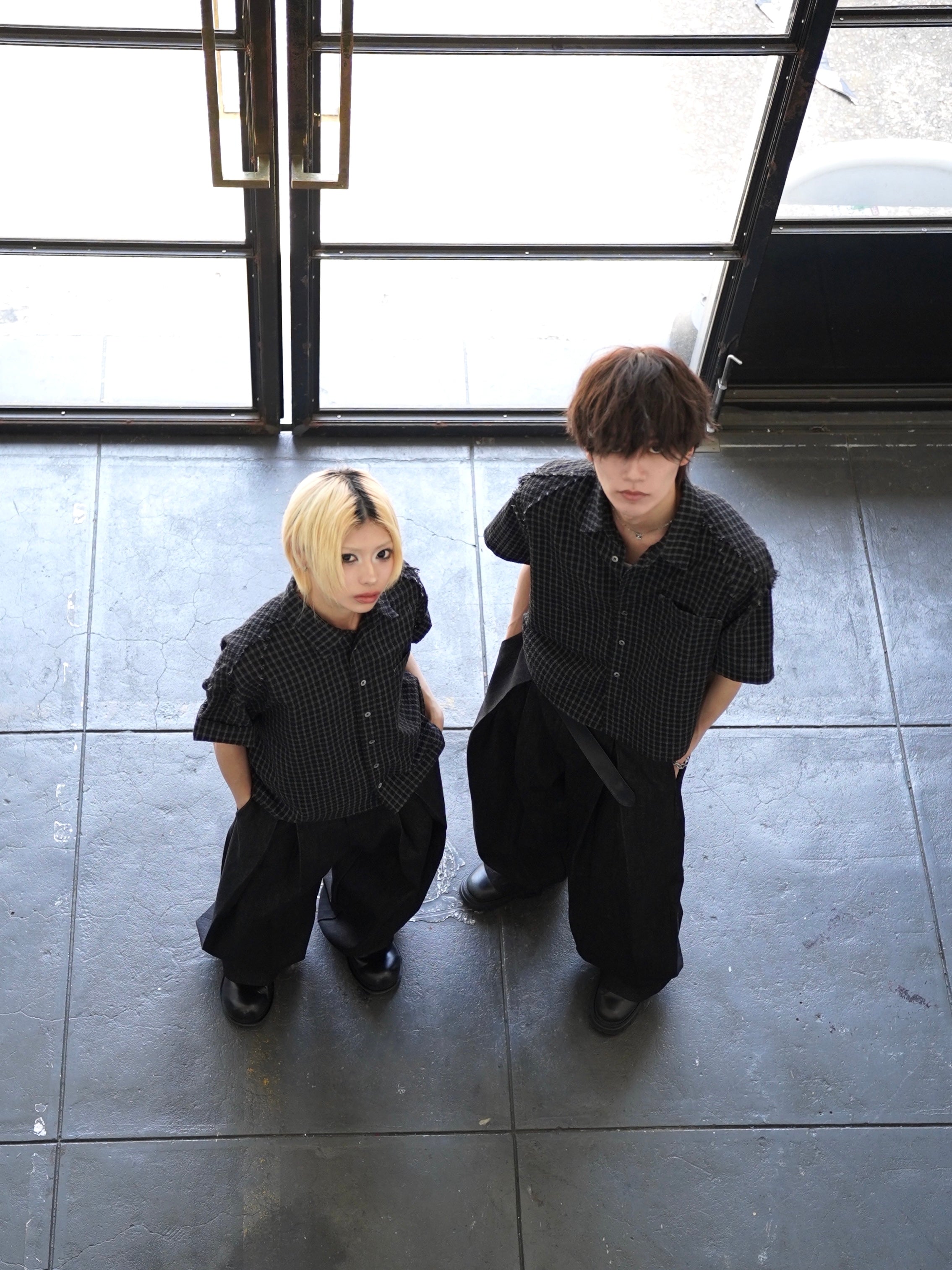 5/23 20:00発売【CHIKASHITSU PLUS HIGH】Raw edge seersucker check shirt