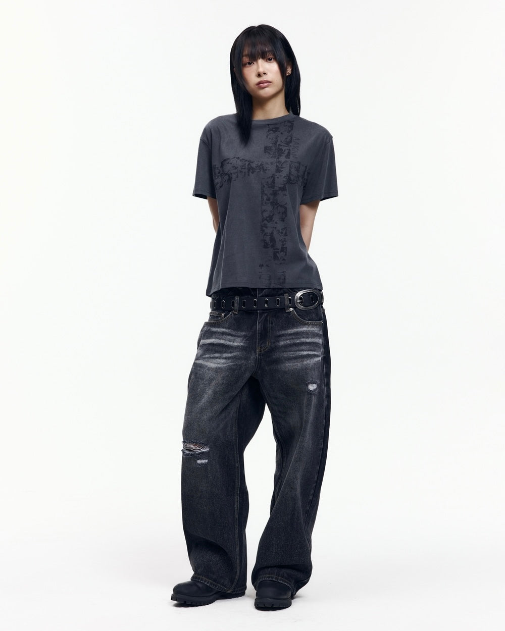 【AAKAM】Mosaic Cross Half Top