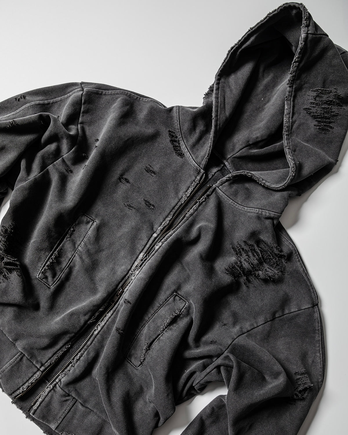 【roaringrad】Damage Crop Hoodie Jacket