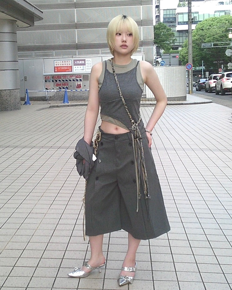 7/17 20:00 発売 国際配送【Nerd out XU】seven point stripe wide leg pants (2color)