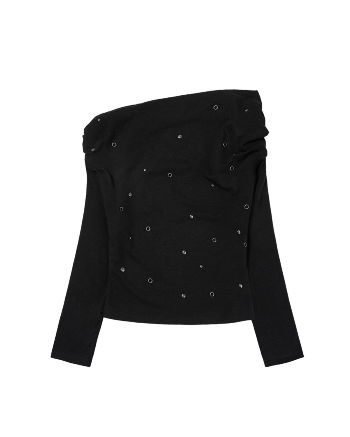 【FANCY CLUB】EYELET COWL ONE-SHOULDER TOP