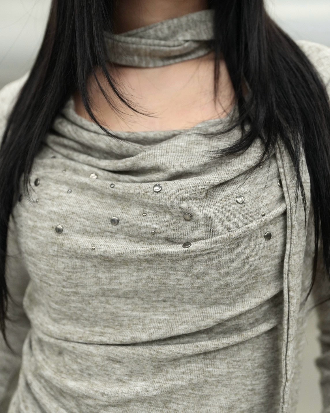 受注制【Never mind the XU】Draped ruched tie set top (4color)