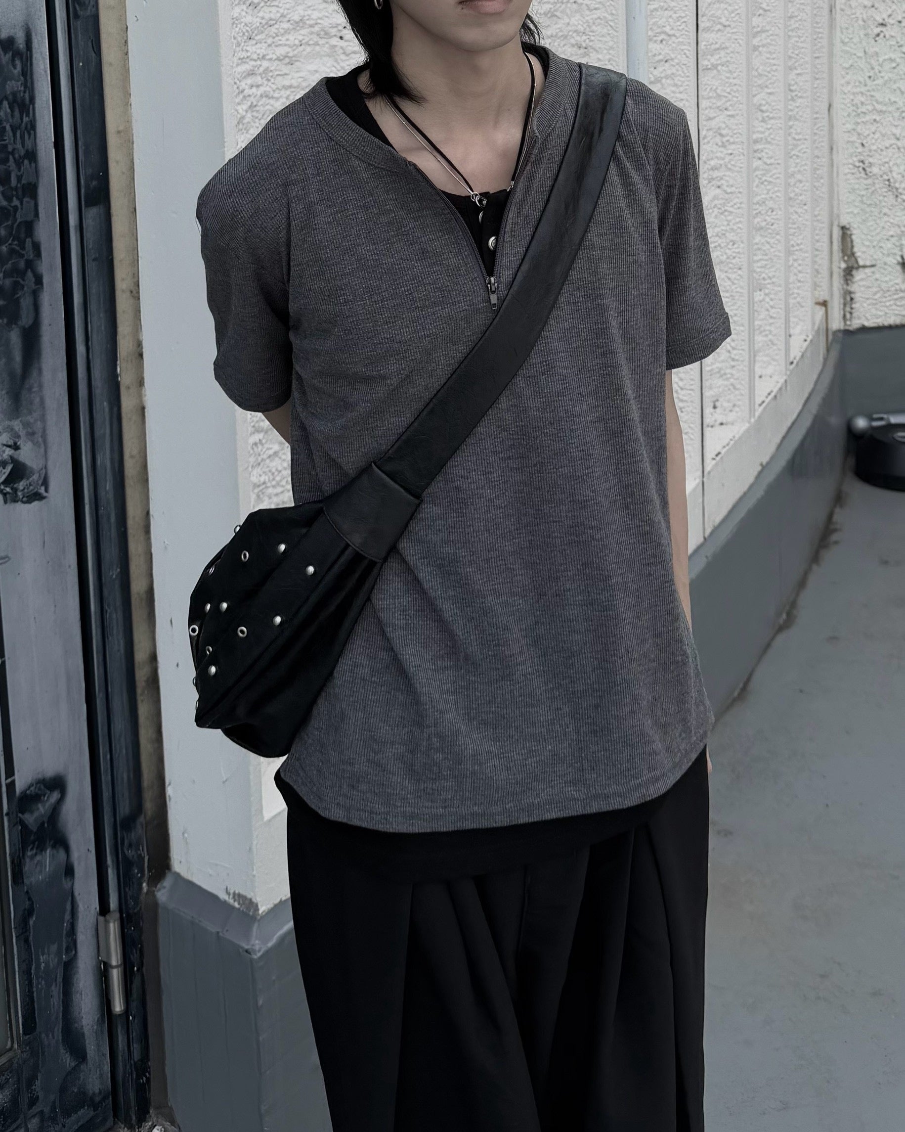 受注制【nmtc+】Half Zip-Up Slim Tee (3color)