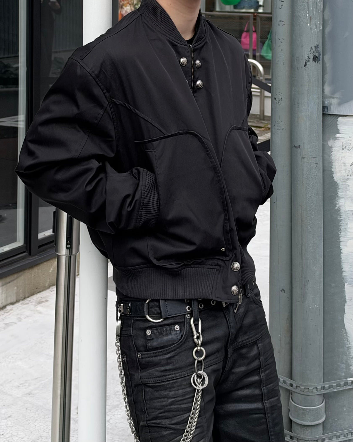 大阪店WEB限定受注制【Chikashitsu +】cropped heavy nylon MA-1 (2color)