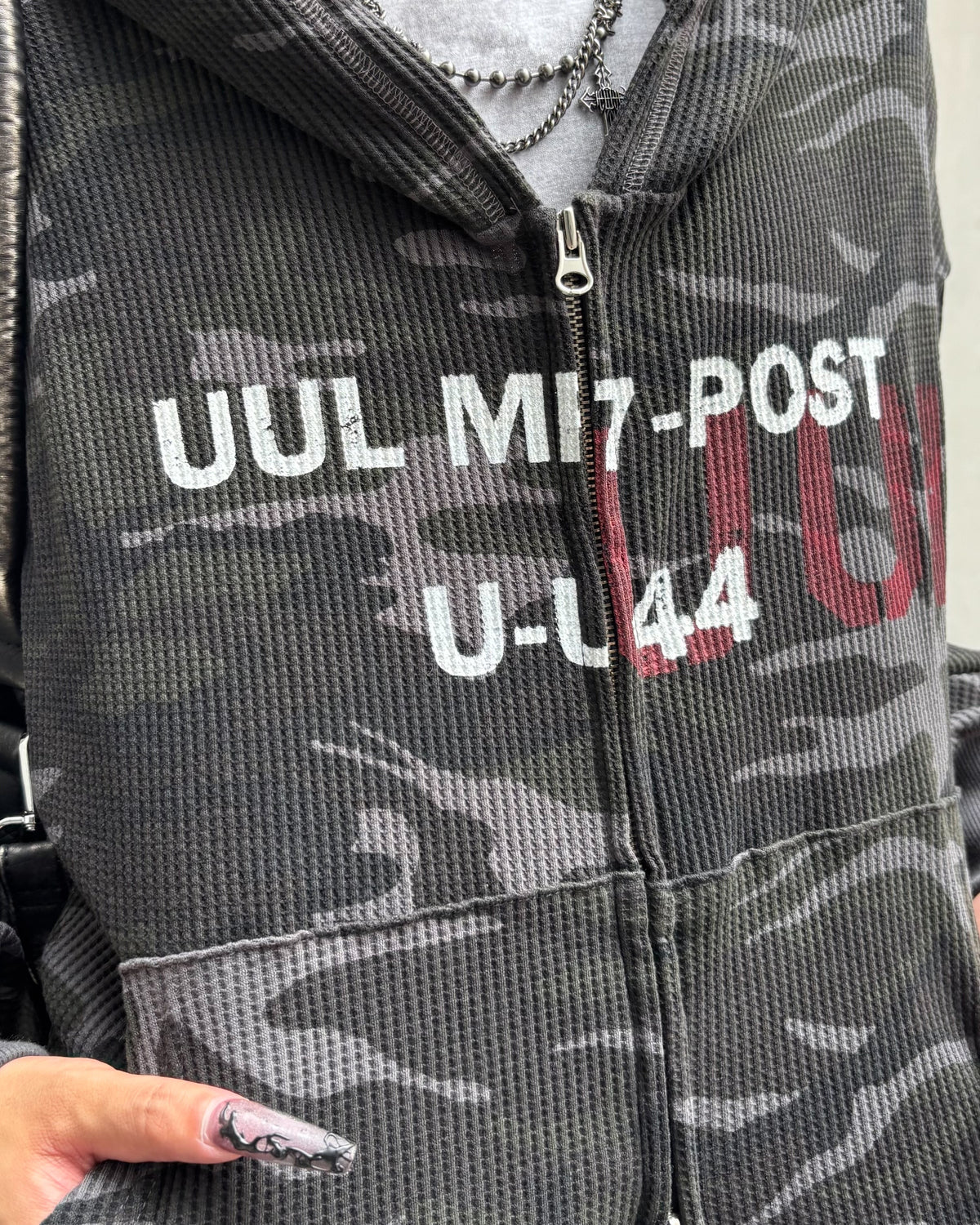 受注制【Never mind the XU】MILITARY CAMO THERMAL ZIP HOODIE (2color)