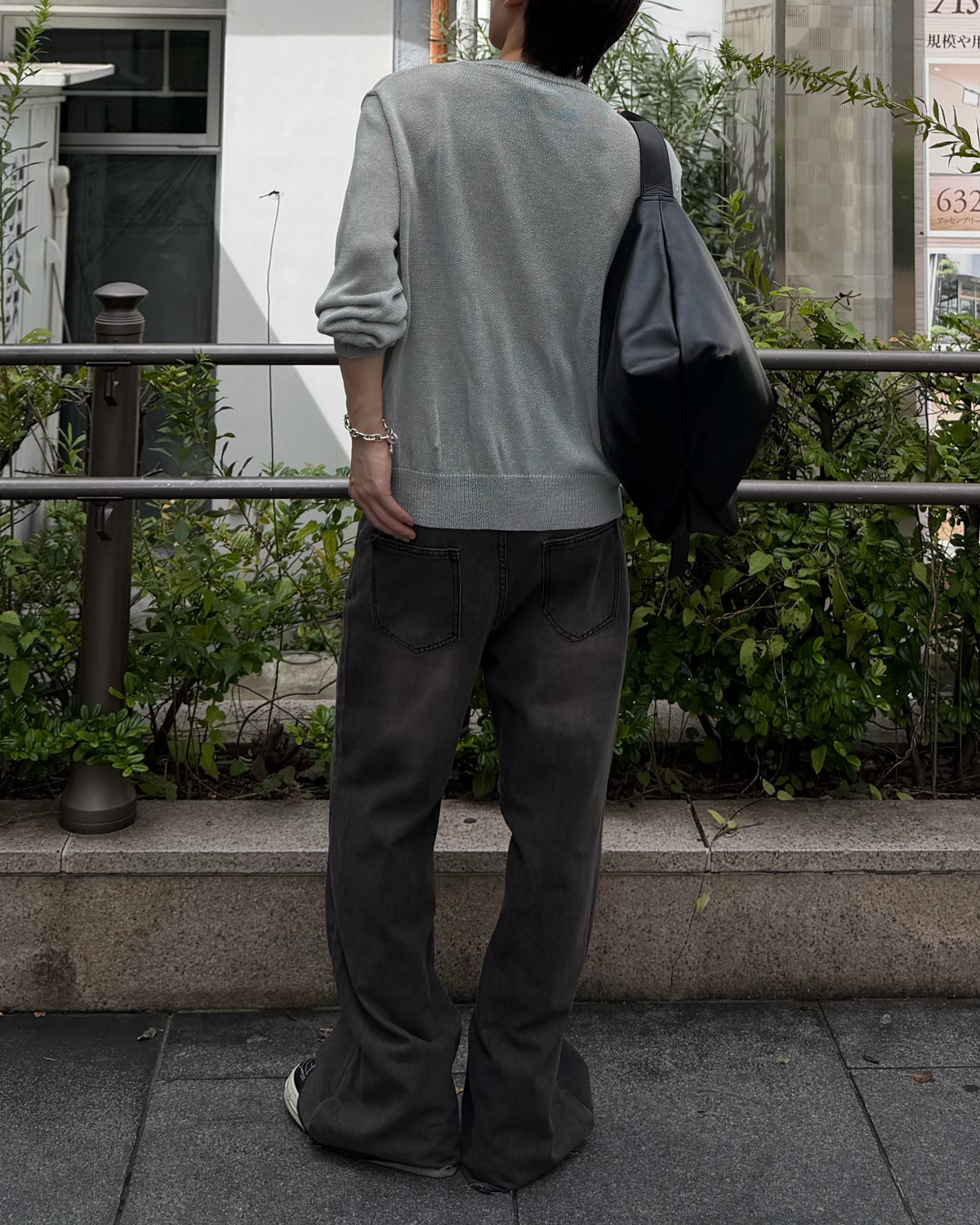 大阪店WEB限定受注制【Chikashitsu +】cutting bootcut denim pants (2color)