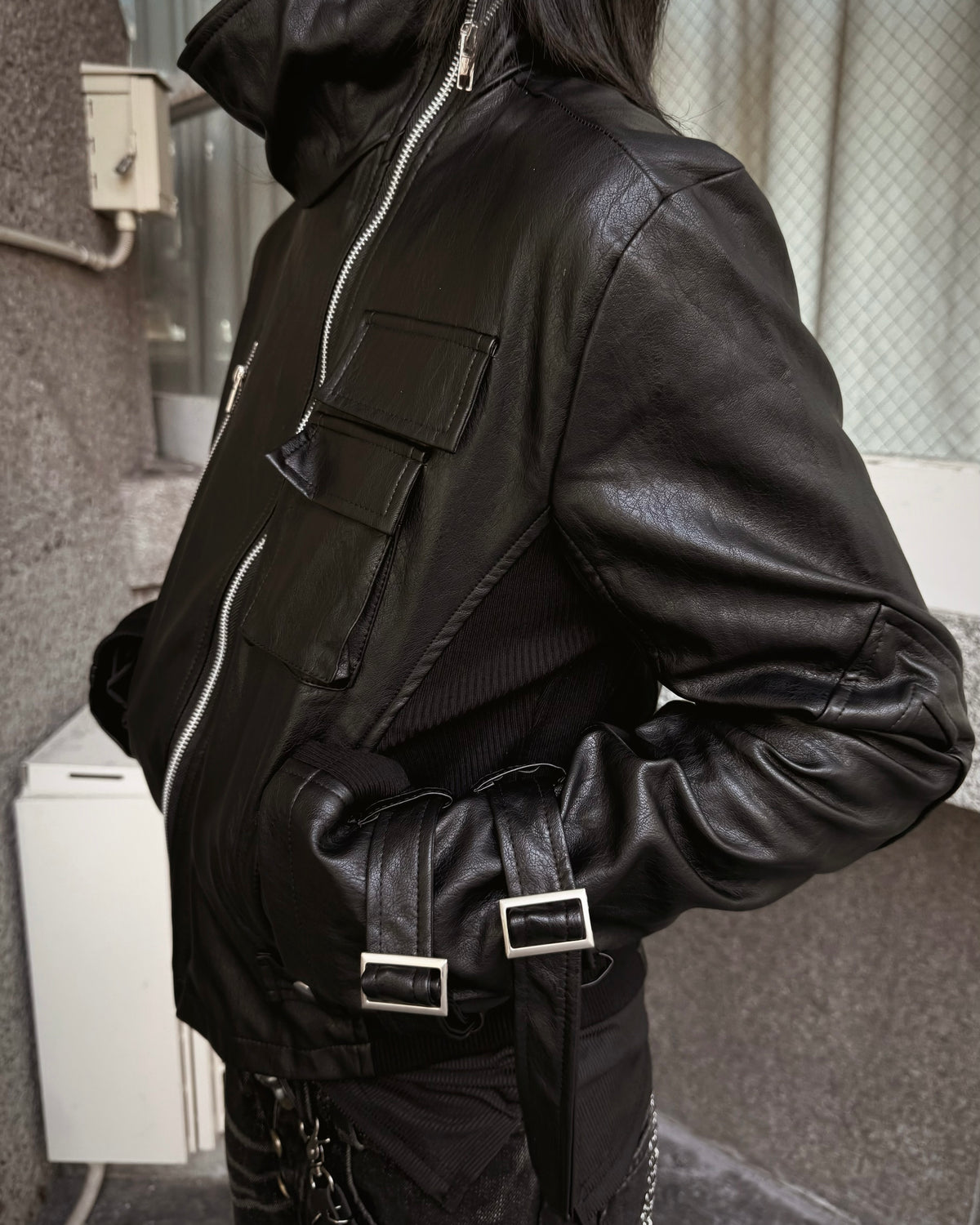 受注制【Never mind the XU】Utility Leather Rider Jacket