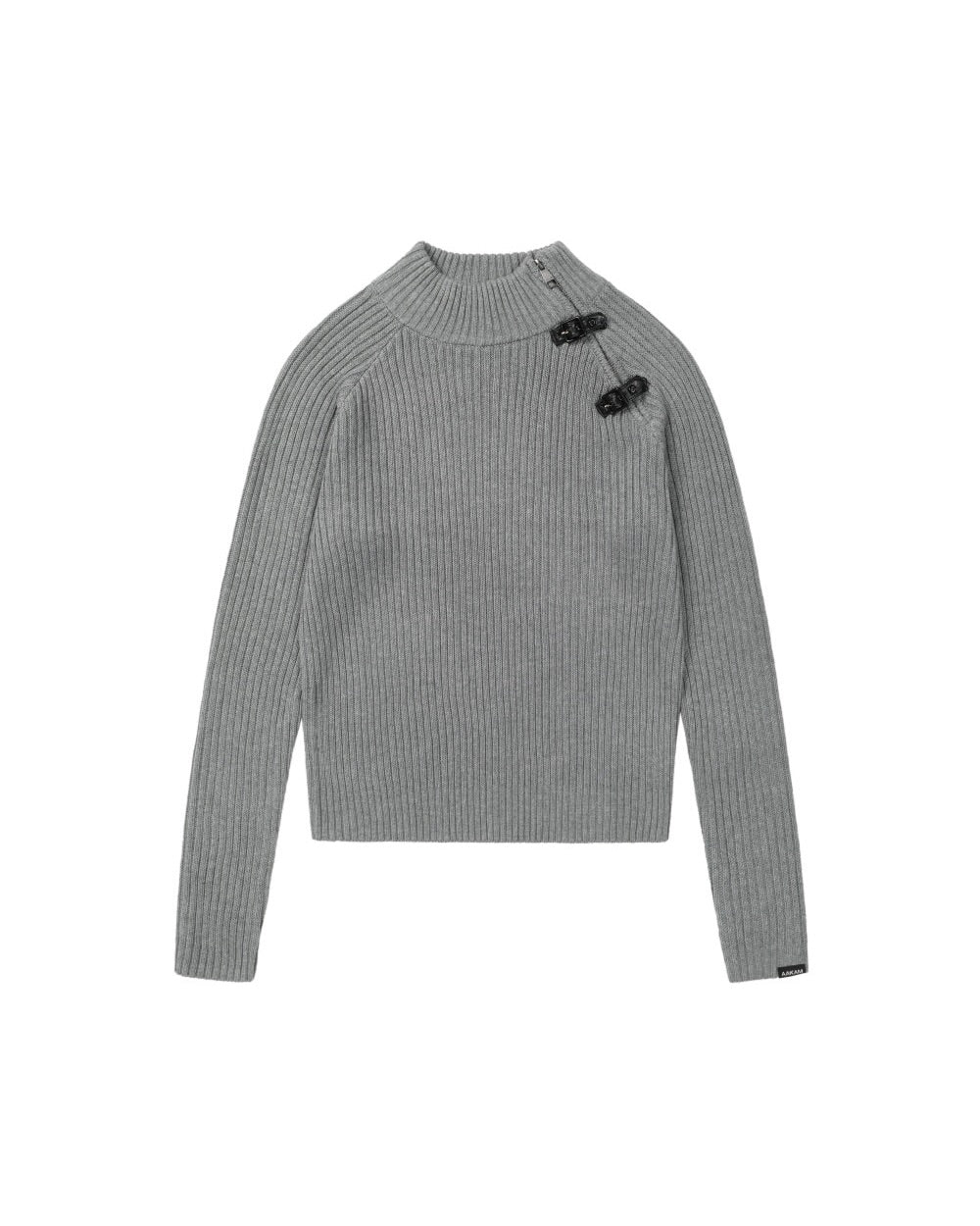 【AAKAM】Slant Zipper Belted Knit