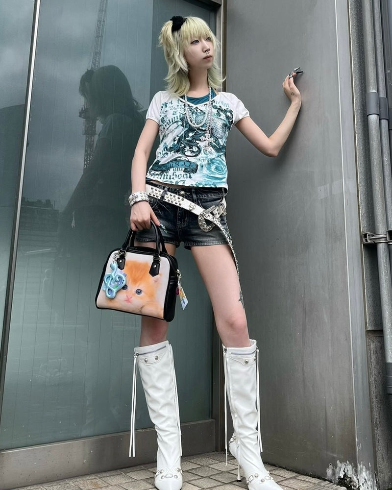 国際配送【BABY09】angel studs denim shorts (3color)