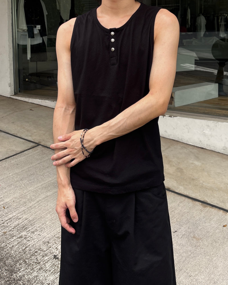 受注制【youll】Henley neck tank top (3color)