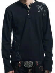 【DND4DES】Henley Collar Patch Long Sleeve
