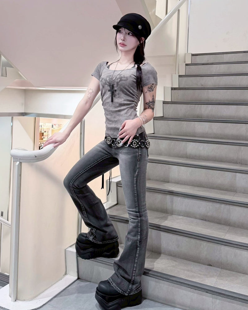 受注制【nmtc+】low rise bootscut denim pants