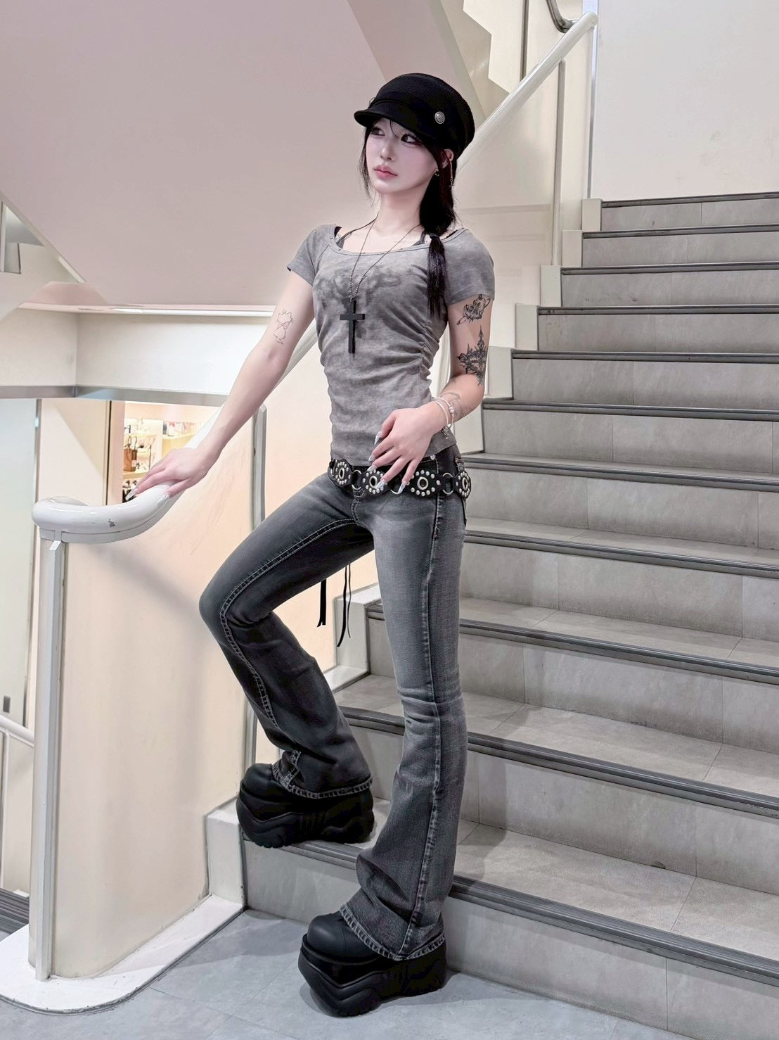 受注制【nmtc+】low rise bootscut denim pants