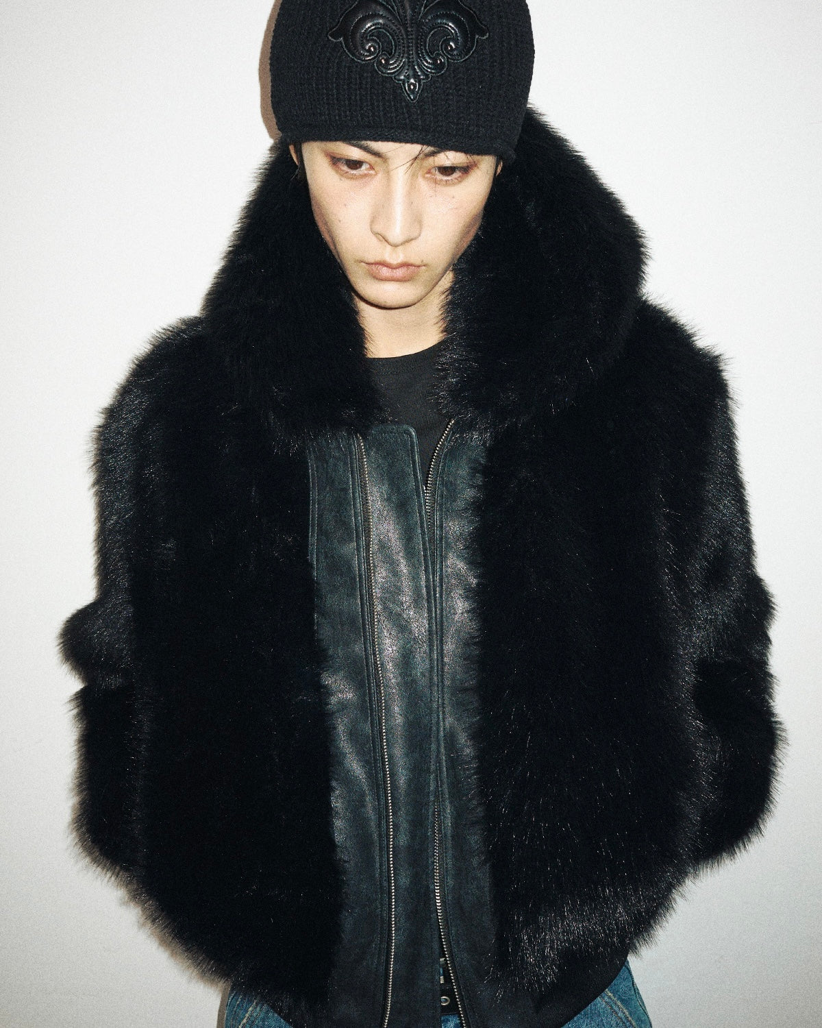 【LECYTO】Imperium Leather Patch Beanie