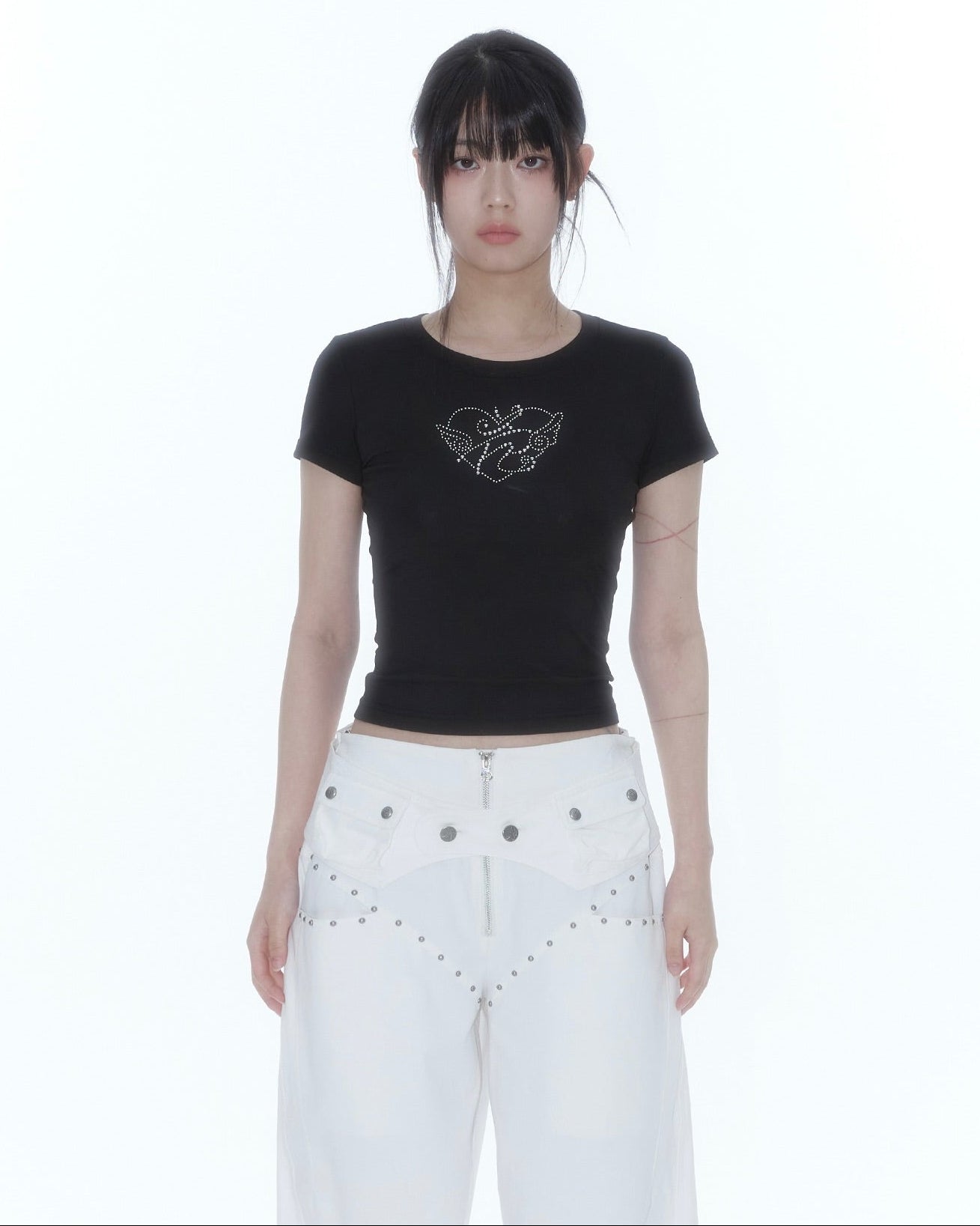 【Kashiko】Flower Heart Baby Tee