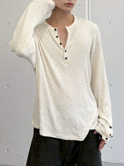 受注制【LUV CODE】henley neck long sleeve tee (4color)