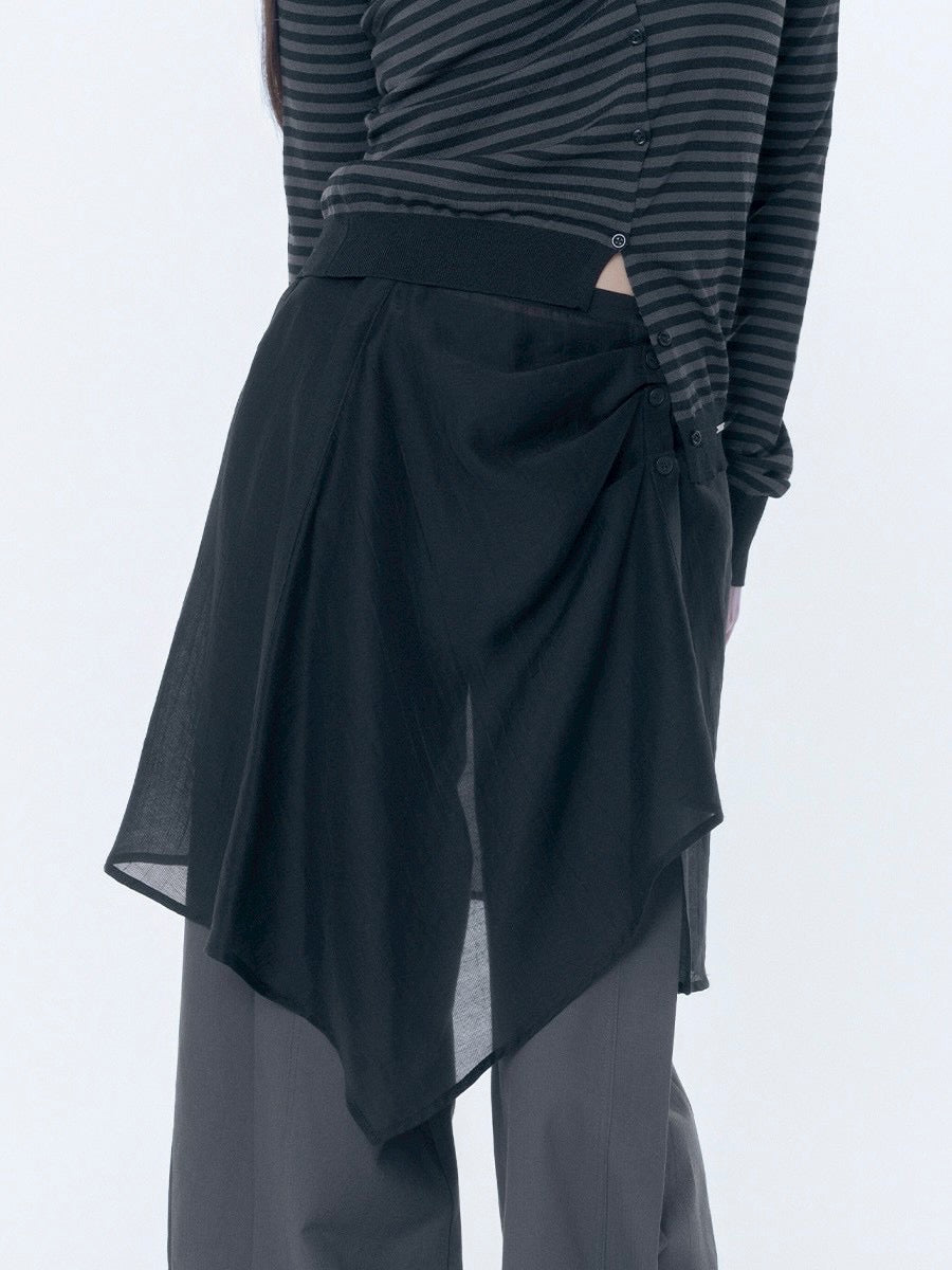 【Miseki seoul】Button layered wrap skirt