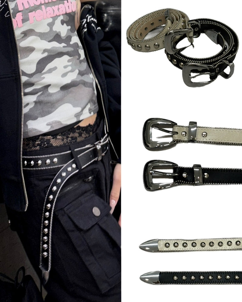受注制【Never mind the XU】studs belt (2color)