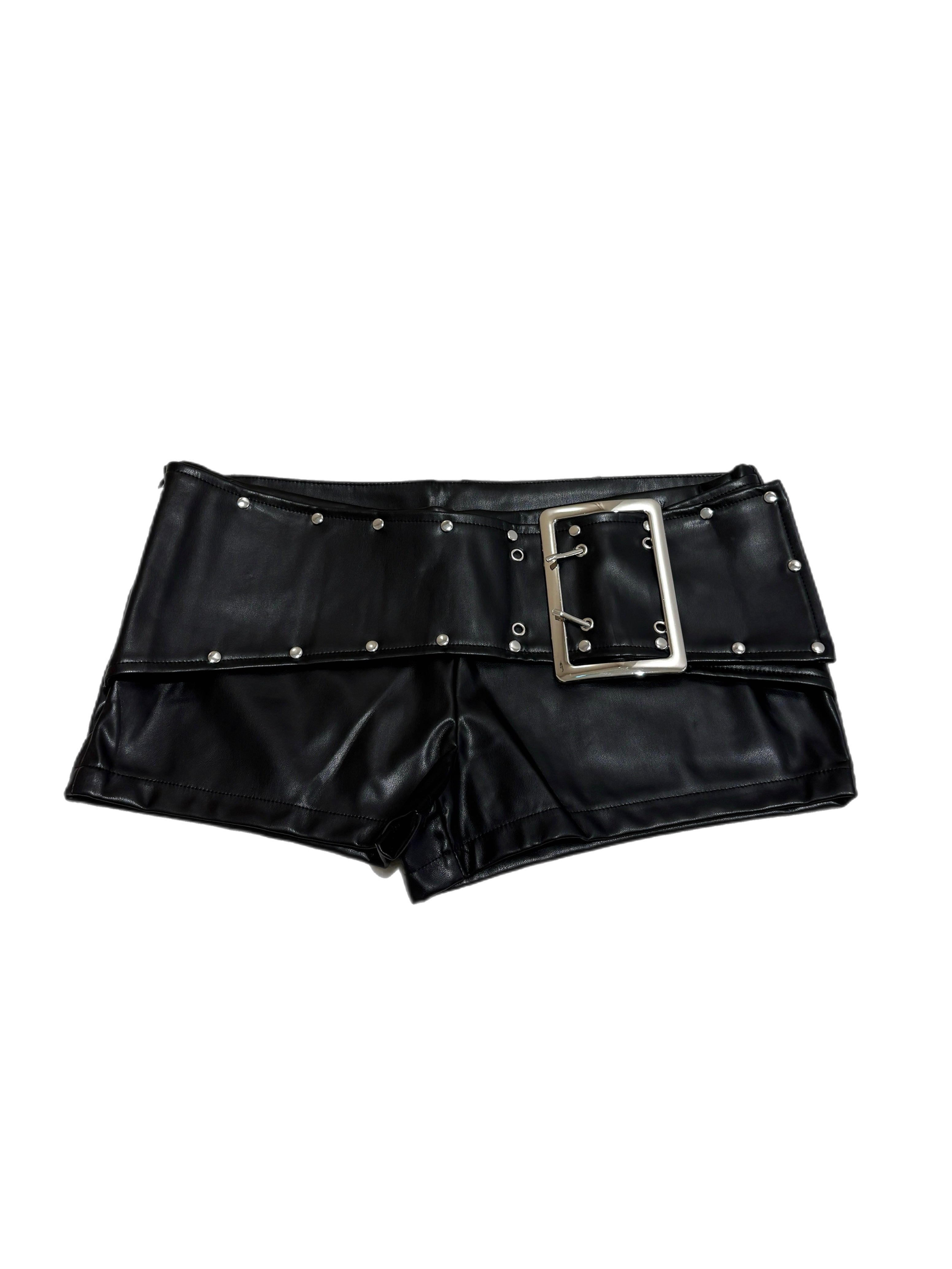 国際配送【BABY09】Buckle Faux Leather Micro Shorts