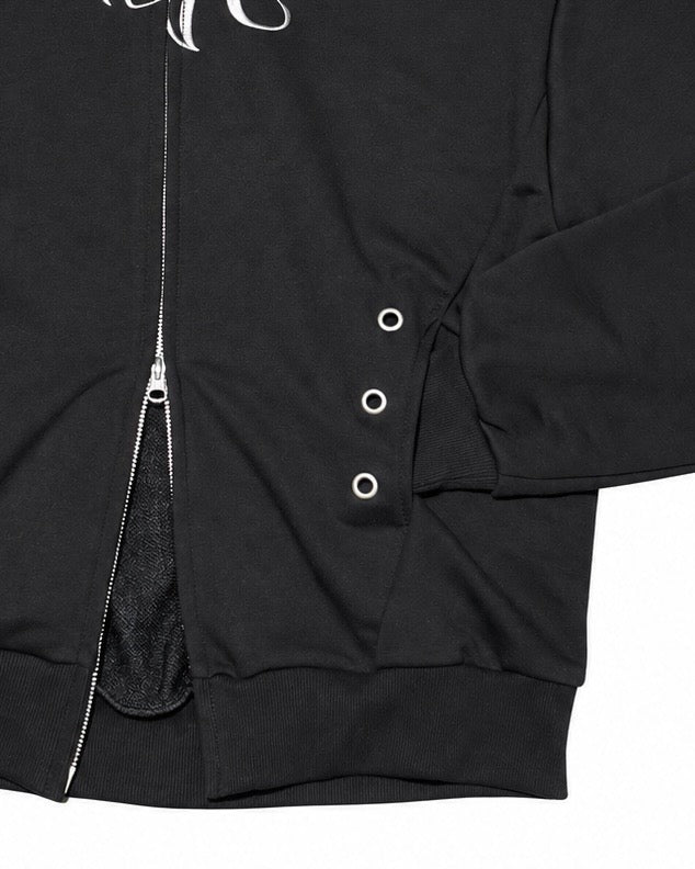 受注制【Never mind the XU】SCRIPT EYELET ZIP HOODIE (3color)